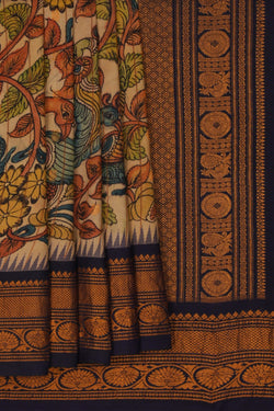 Image of Kalamkari Yellow Saree