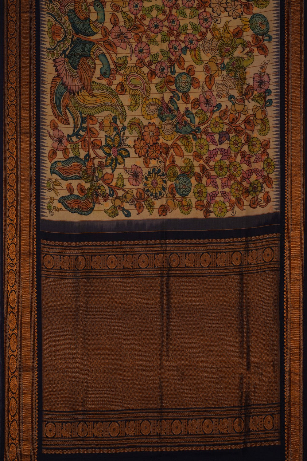 Kalamkari Yellow Saree