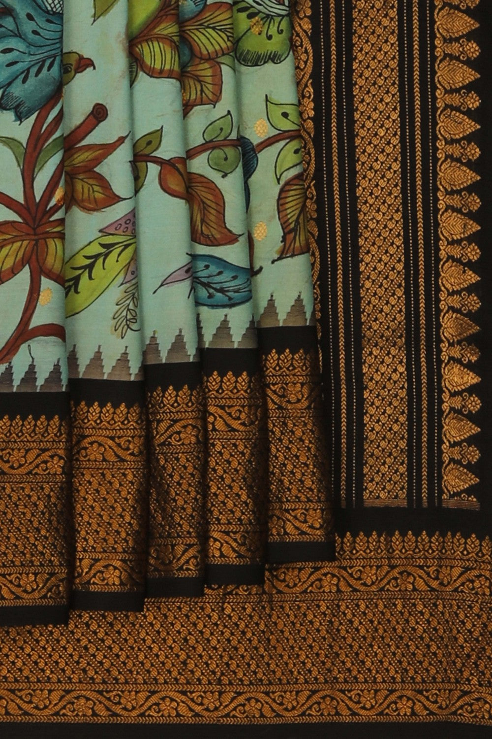 Kalamkari Sea Green Saree