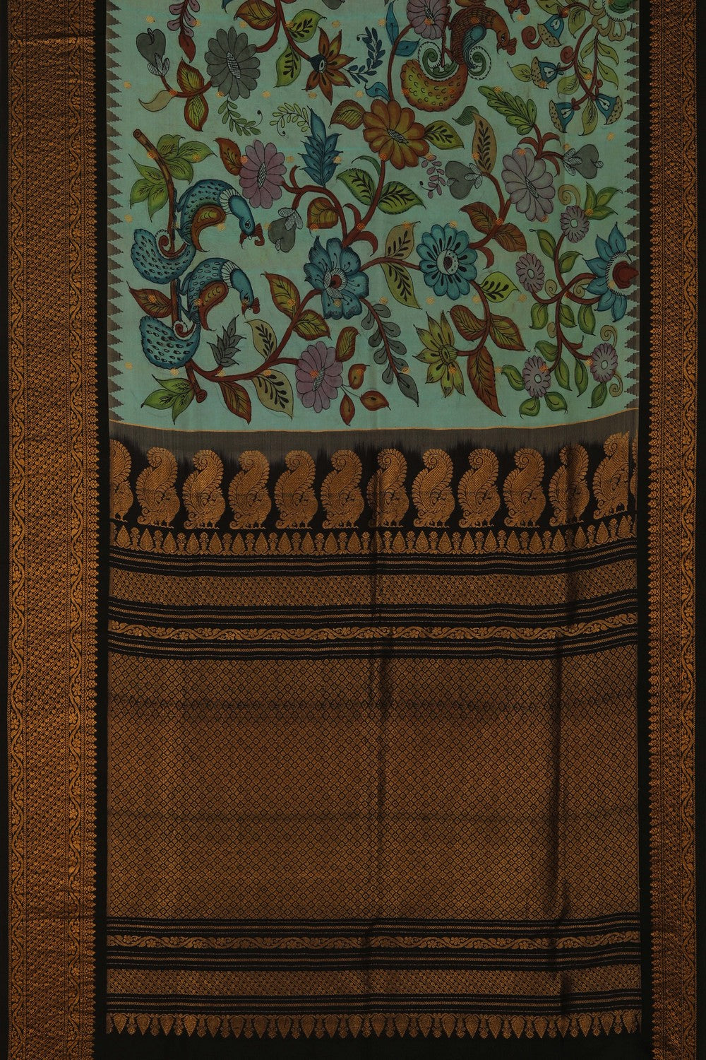 Image of Kalamkari Sea Green Saree