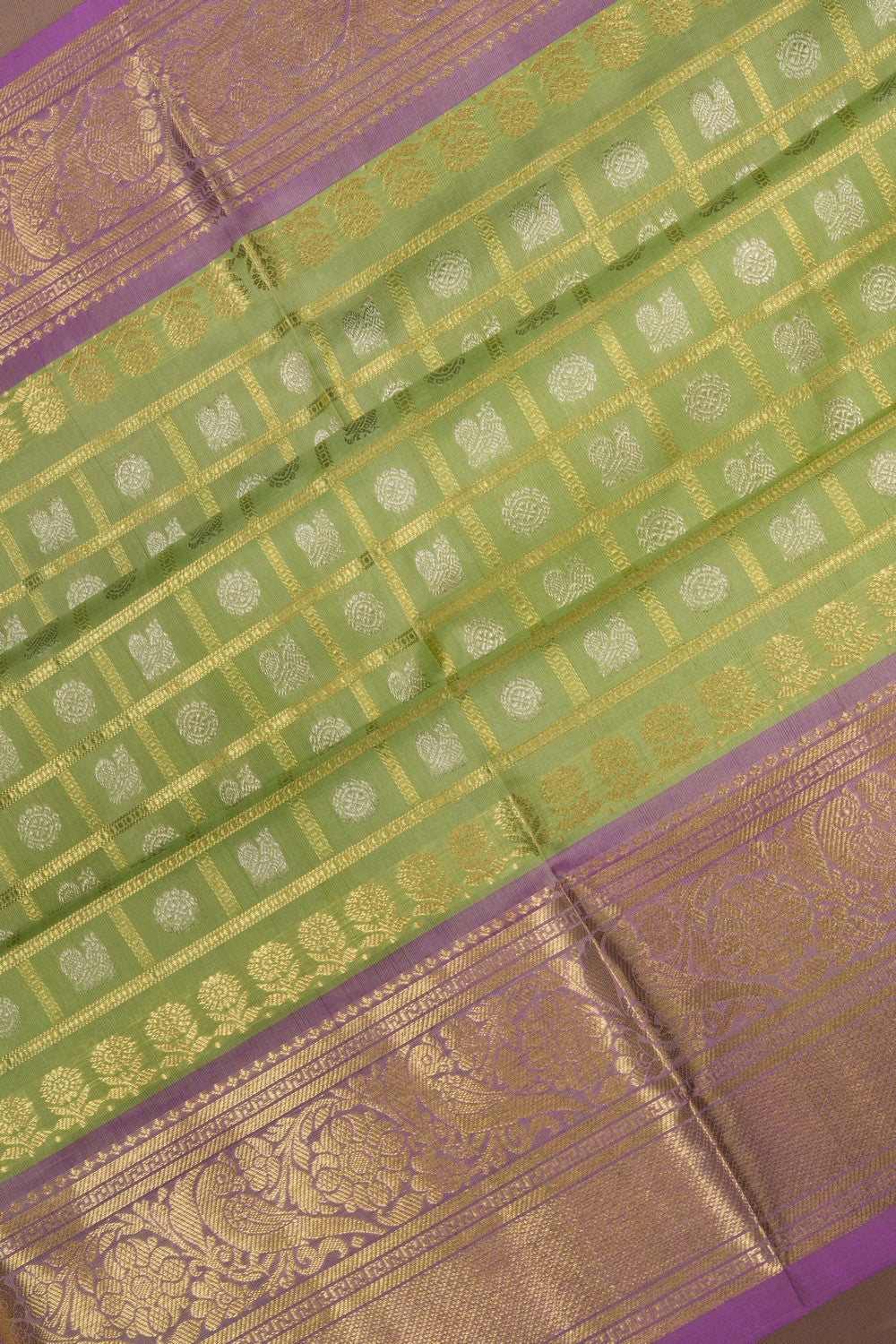 Venkatagiri Silk Kattam Green Saree