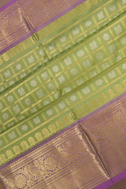 Image of Venkatagiri Silk Kattam Green Saree