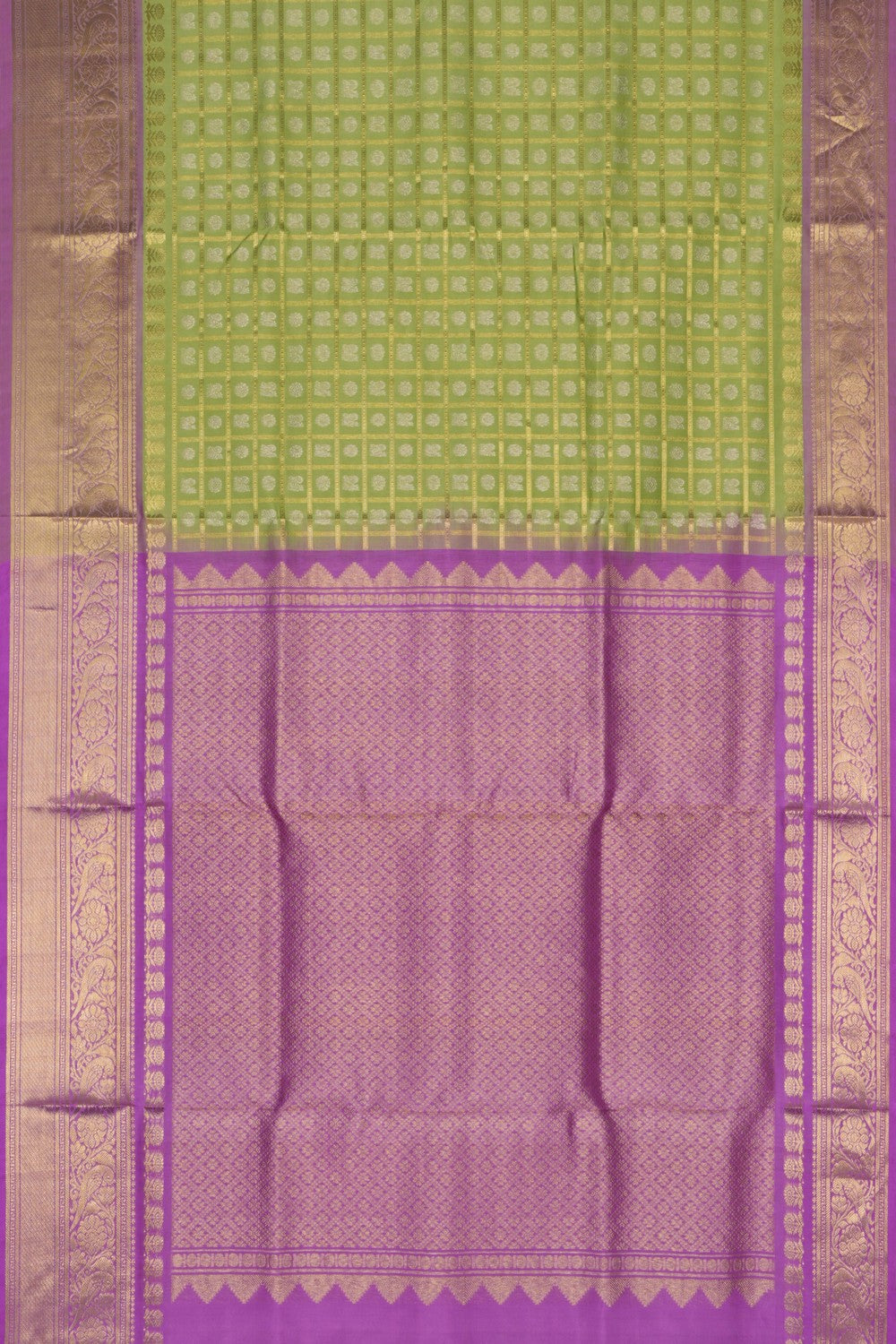 Venkatagiri Silk Kattam Green Saree