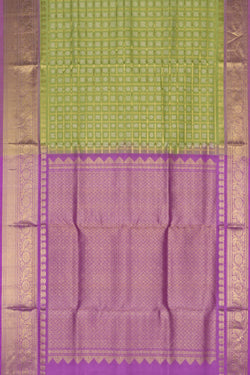 Image of Venkatagiri Silk Kattam Green Saree