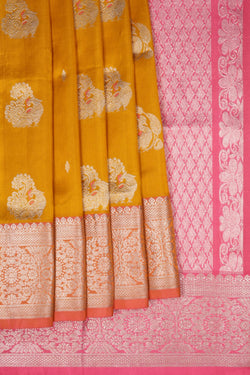 Image of Venkatagiri Silk Mustard Saree