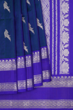 Image of Venkatagiri Silk Peacock Blue Saree