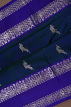 Image of Venkatagiri Silk Peacock Blue Saree
