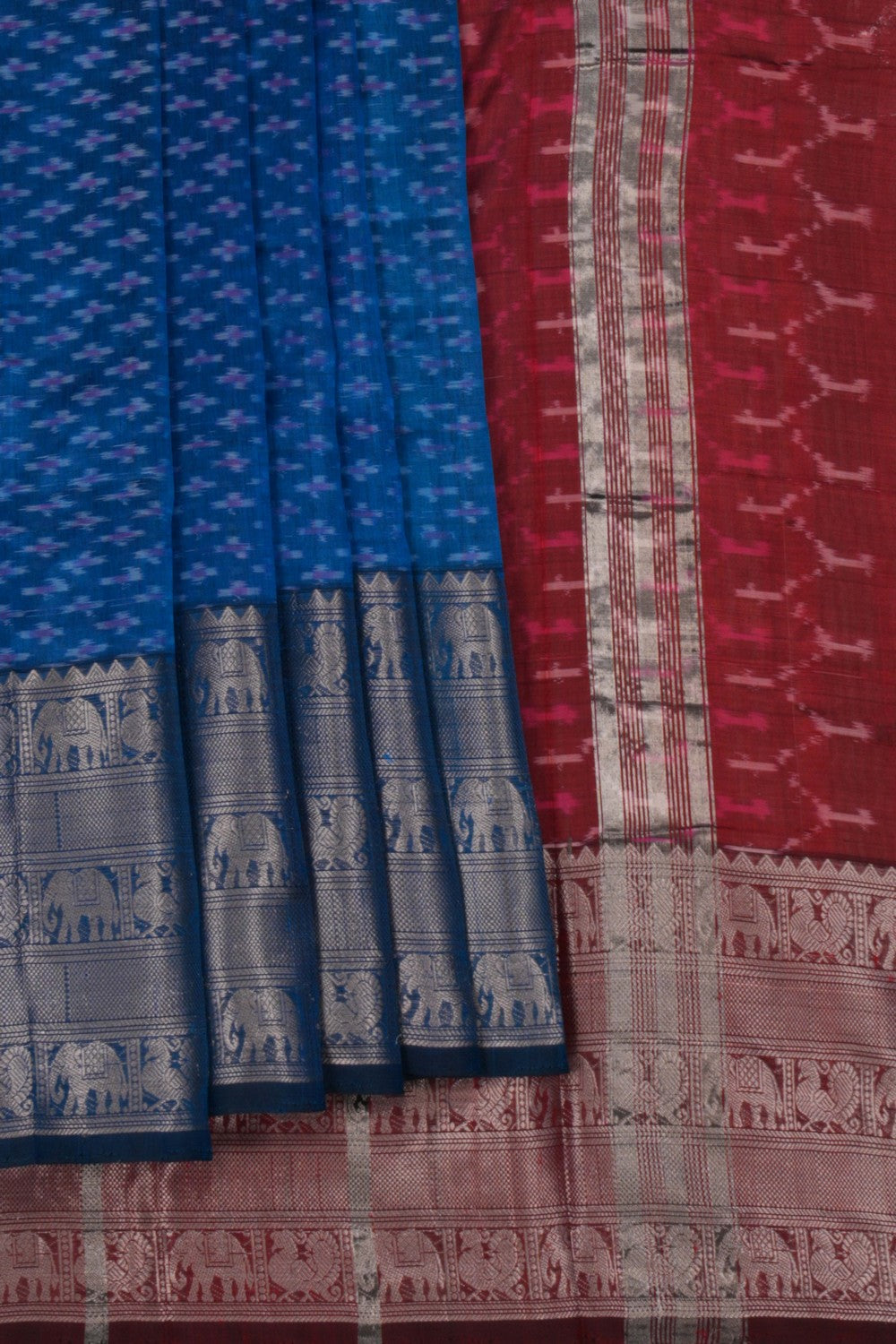 Image of Mangalgiri Silk Blue Saree