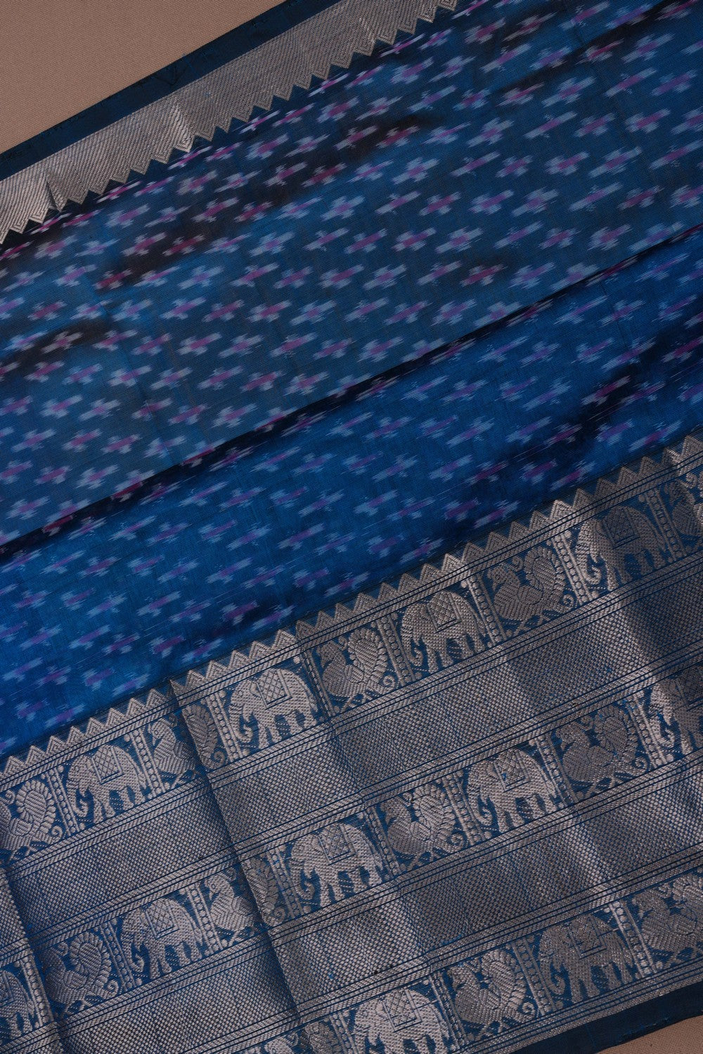 Image of Mangalgiri Silk Blue Saree