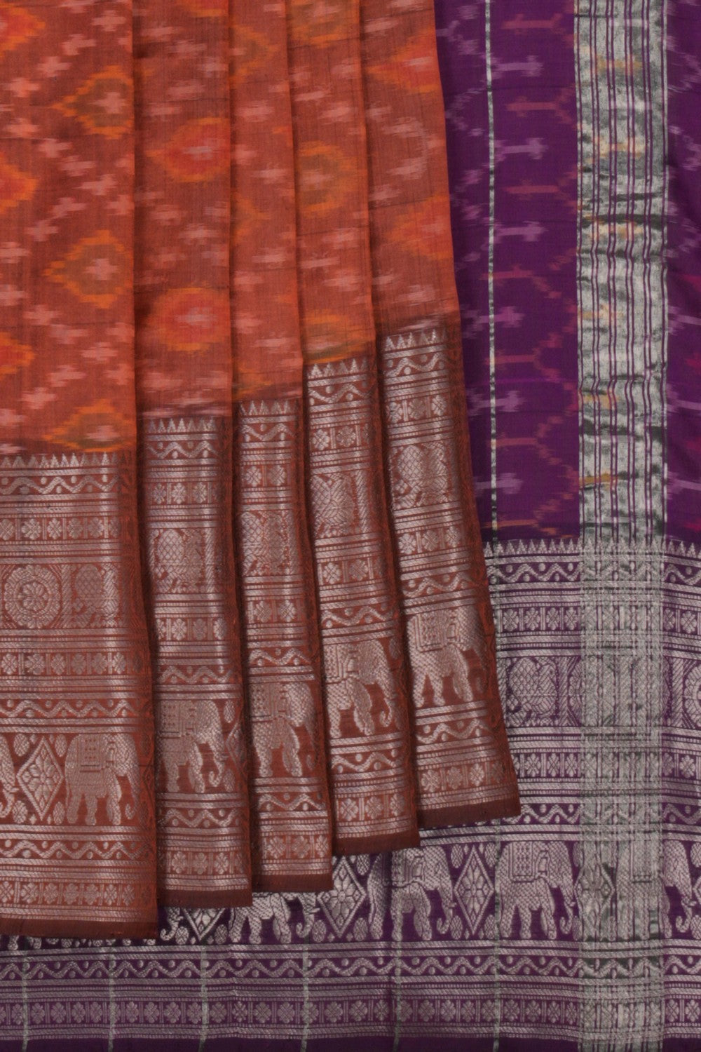 Image of Mangalgiri Silk Rust Orange Saree
