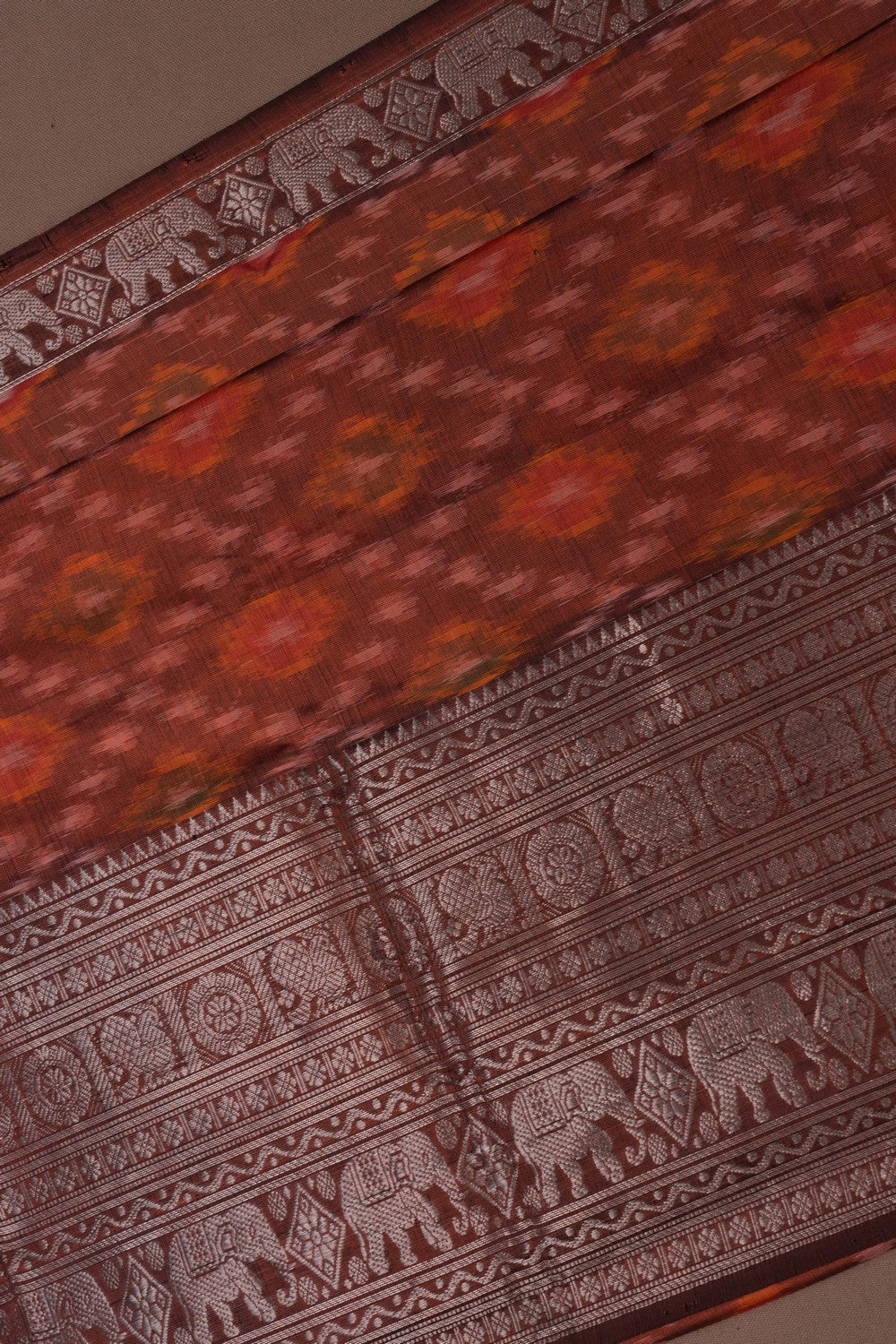 Image of Mangalgiri Silk Rust Orange Saree
