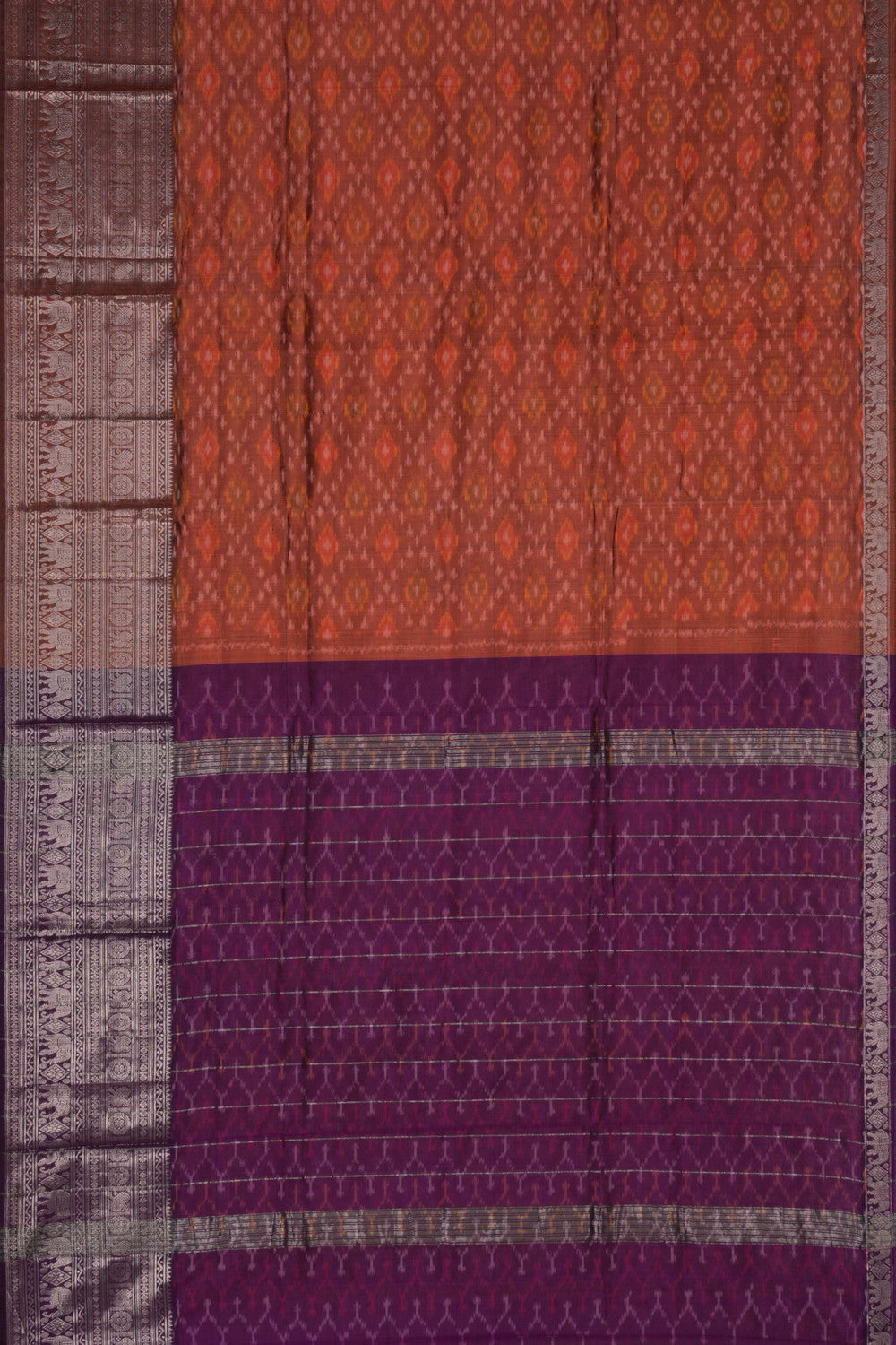 Image of Mangalgiri Silk Rust Orange Saree