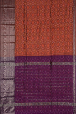 Image of Mangalgiri Silk Rust Orange Saree