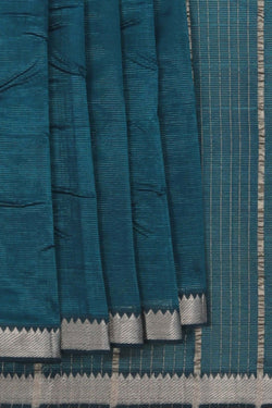 Image of Mangalgiri Silk Peacock Blue Saree