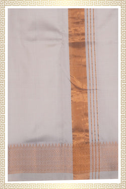 Image of Mangalgiri Silk White Dhoti With Kanduva (8 X 4)