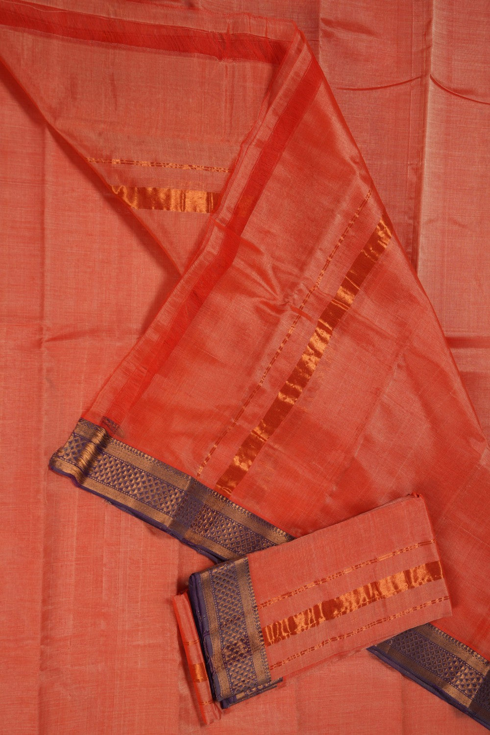 Mangalgiri Silk Peach Dhoti With Kanduva (8 X 4)