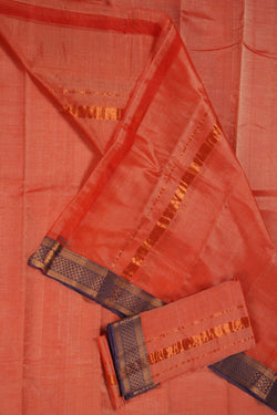 Image of Mangalgiri Silk Peach Dhoti With Kanduva (8 X 4)