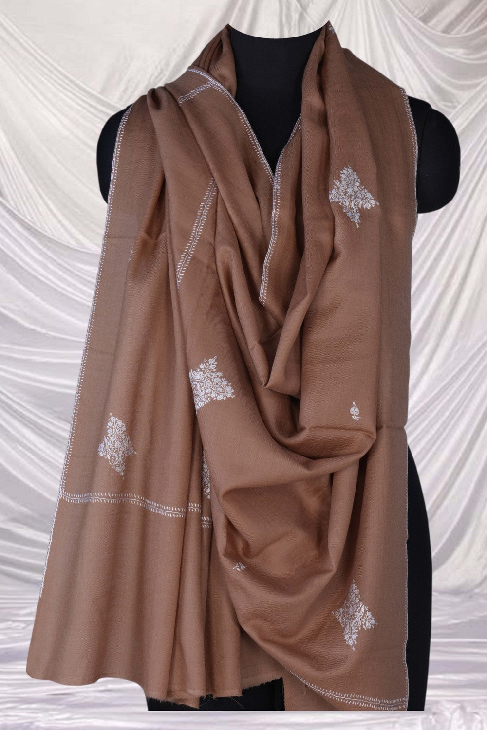 Image of Kashmiri Hand Embroidered Pure Pashmina Stole
