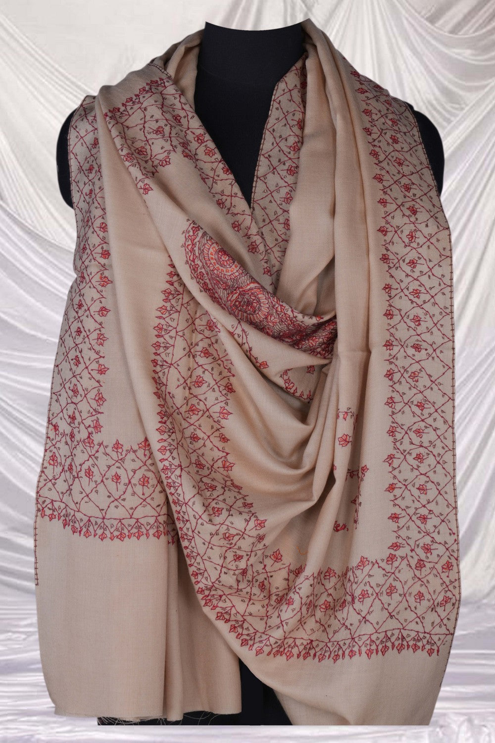 Image of Kashmiri Hand Embroidered Pure Pashmina Stole