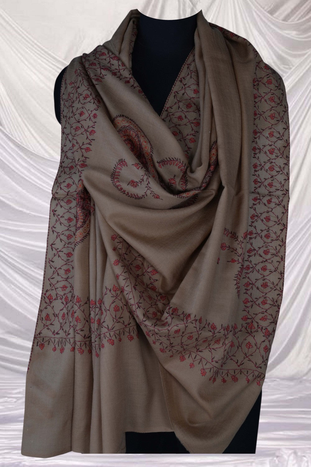 Image of Kashmiri Hand Embroidered Pure Pashmina Stole