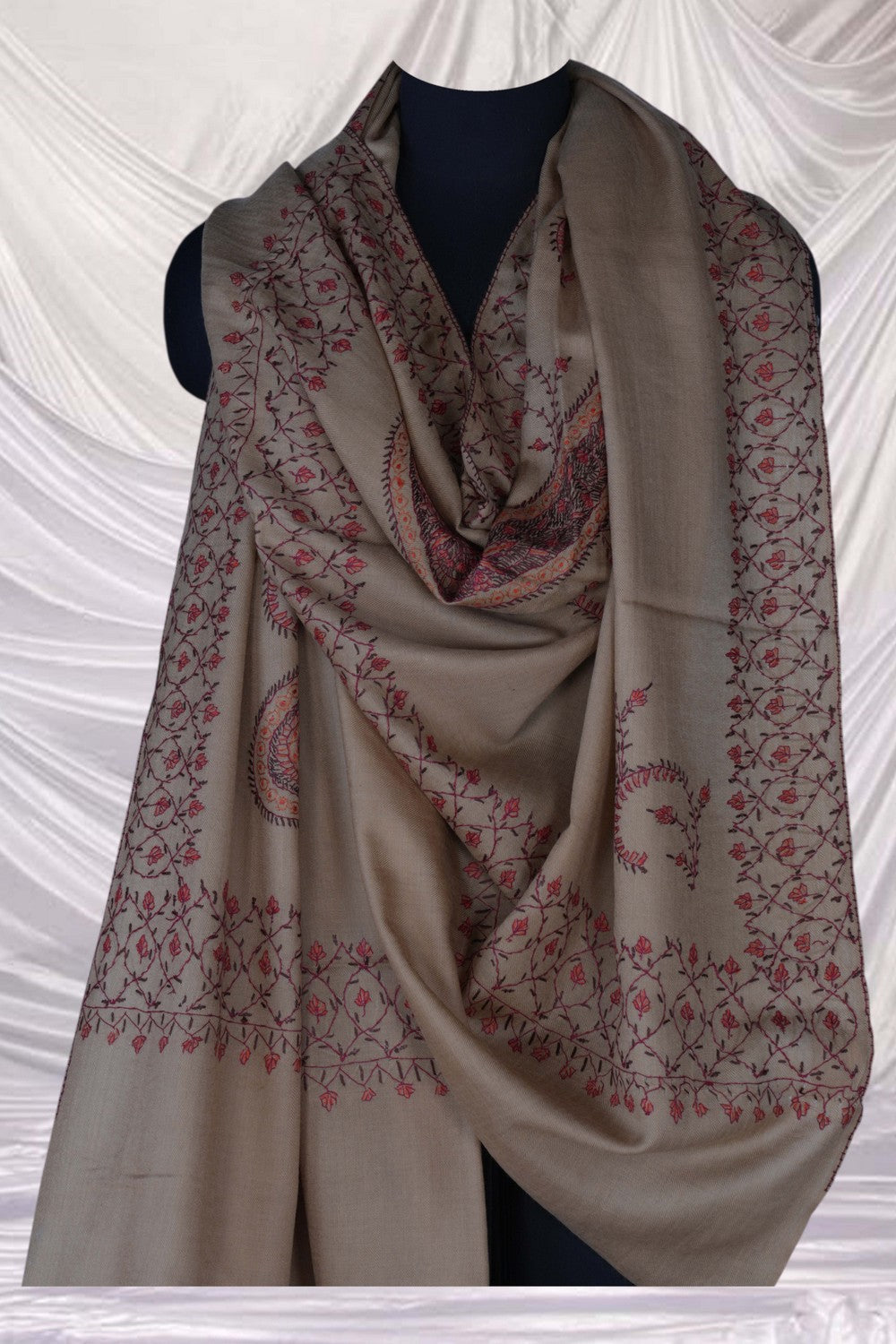 Image of Kashmiri Hand Embroidered Pure Pashmina Stole