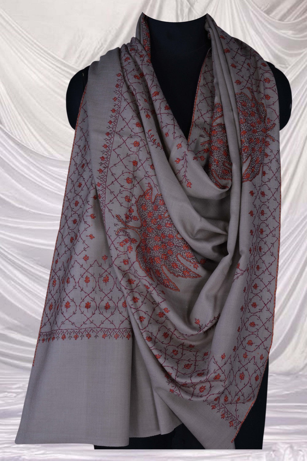 Image of Kashmiri Hand Embroidered Pure Pashmina Stole