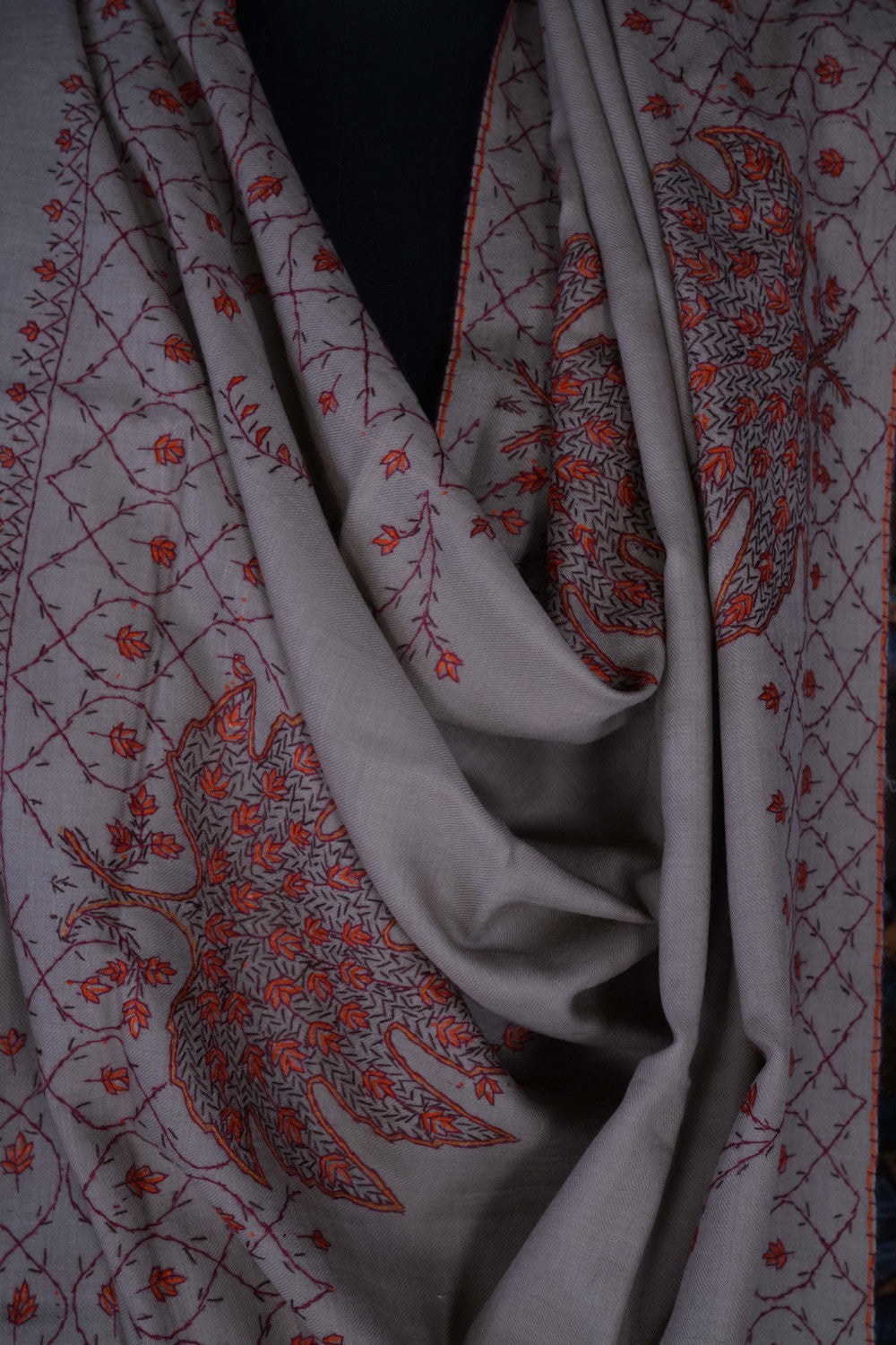 Image of Kashmiri Hand Embroidered Pure Pashmina Stole
