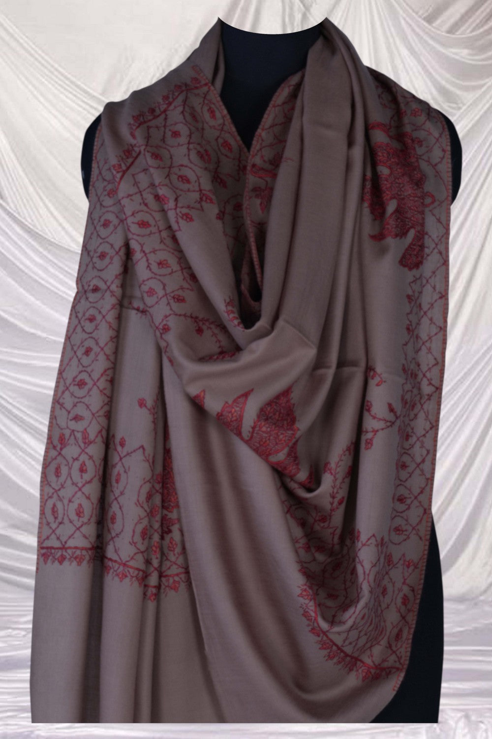 Image of Kashmiri Hand Embroidered Pure Pashmina Stole