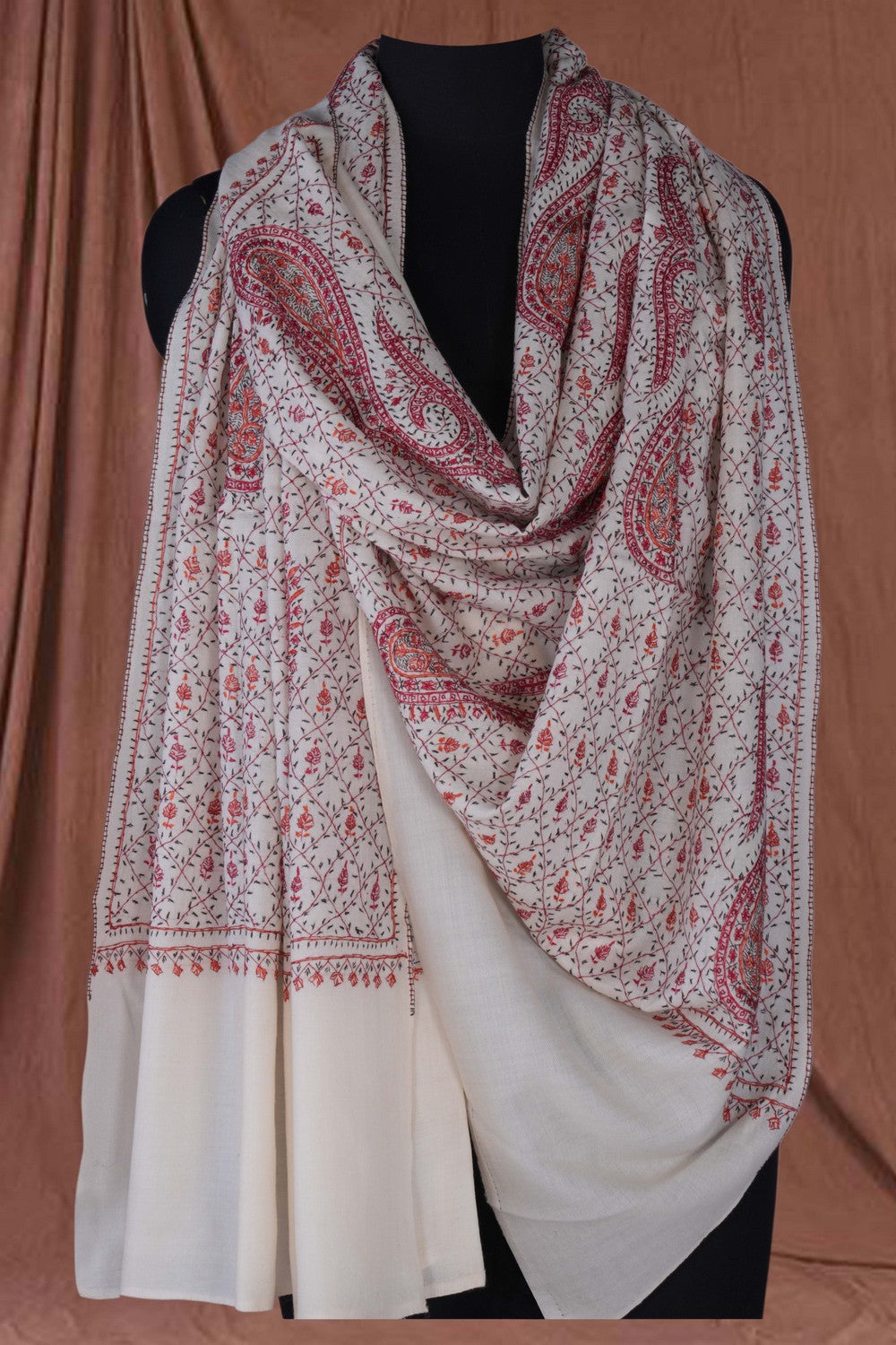 Image of Kashmiri Hand Embroidered Pure Pashmina Stole