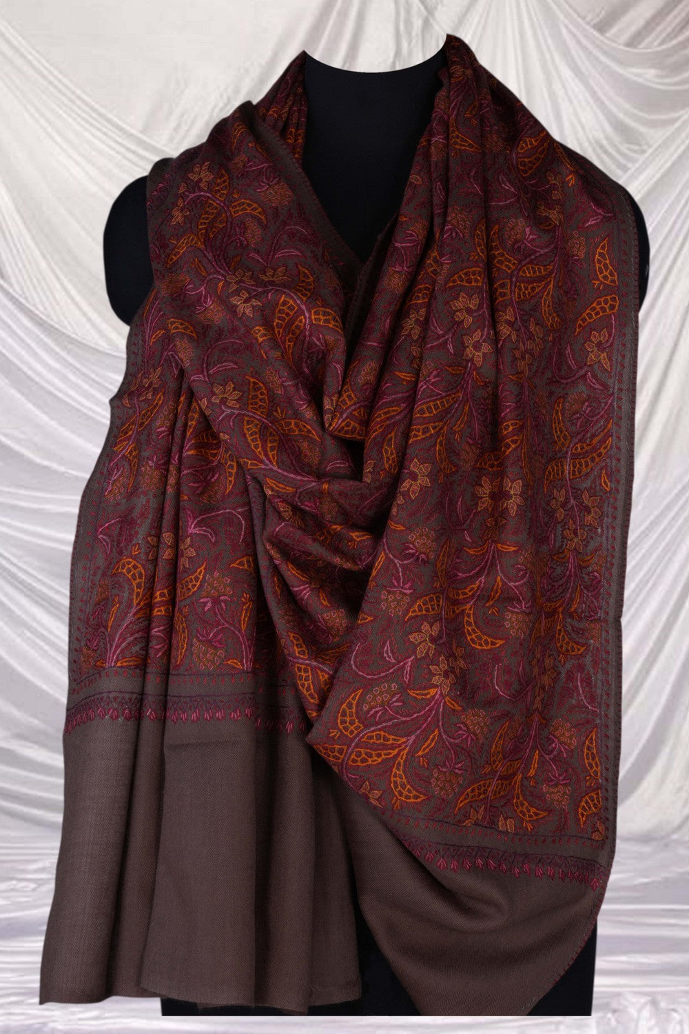 Image of Kashmiri Hand Embroidered Pure Pashmina Stole