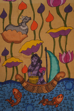 Image of Kalamkari Yellow Saree