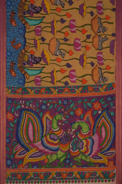 Image of Kalamkari Yellow Saree