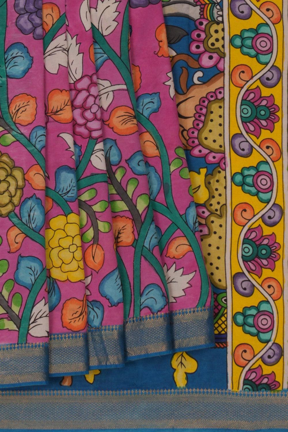 Kalamkari Pink Saree