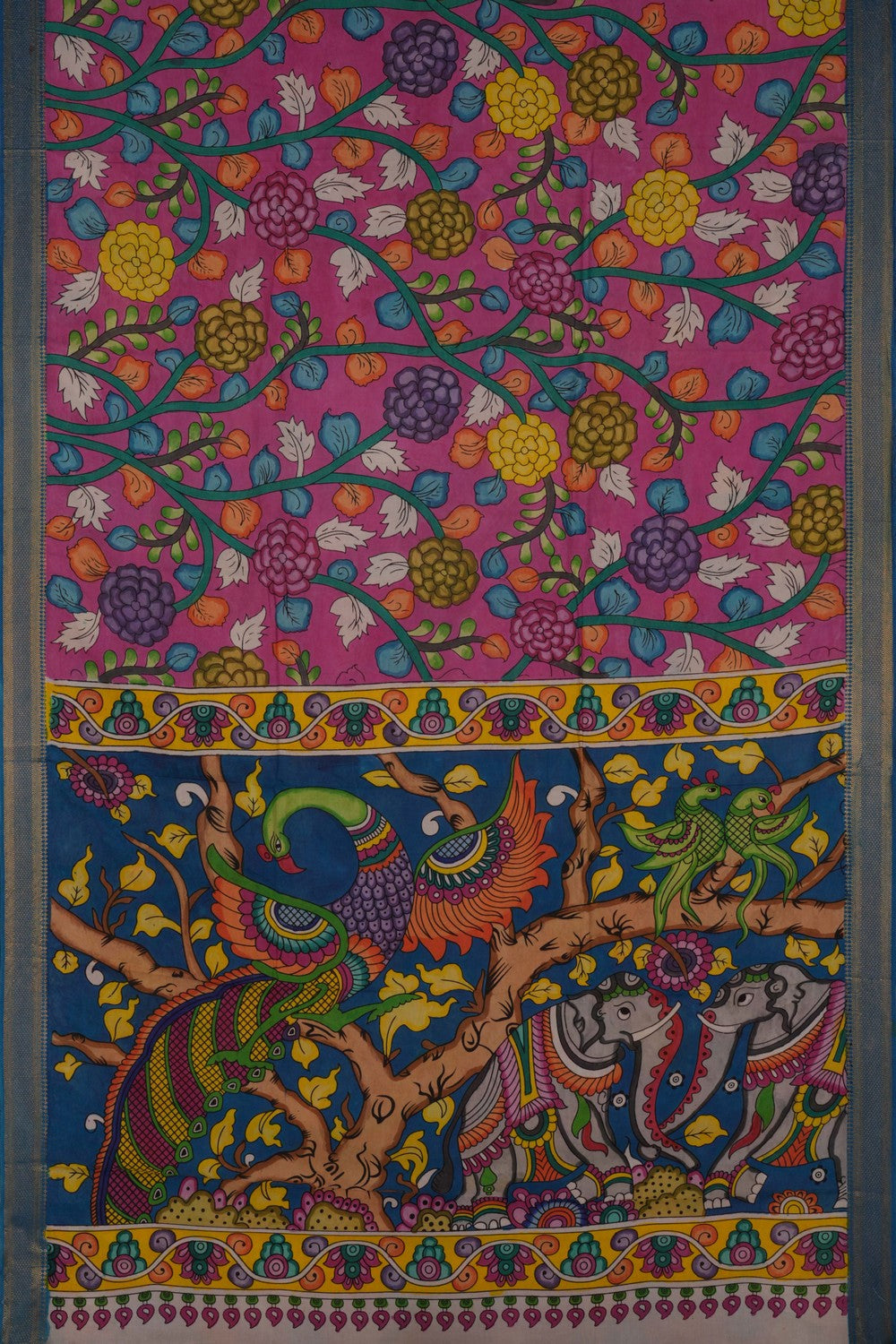 Kalamkari Pink Saree