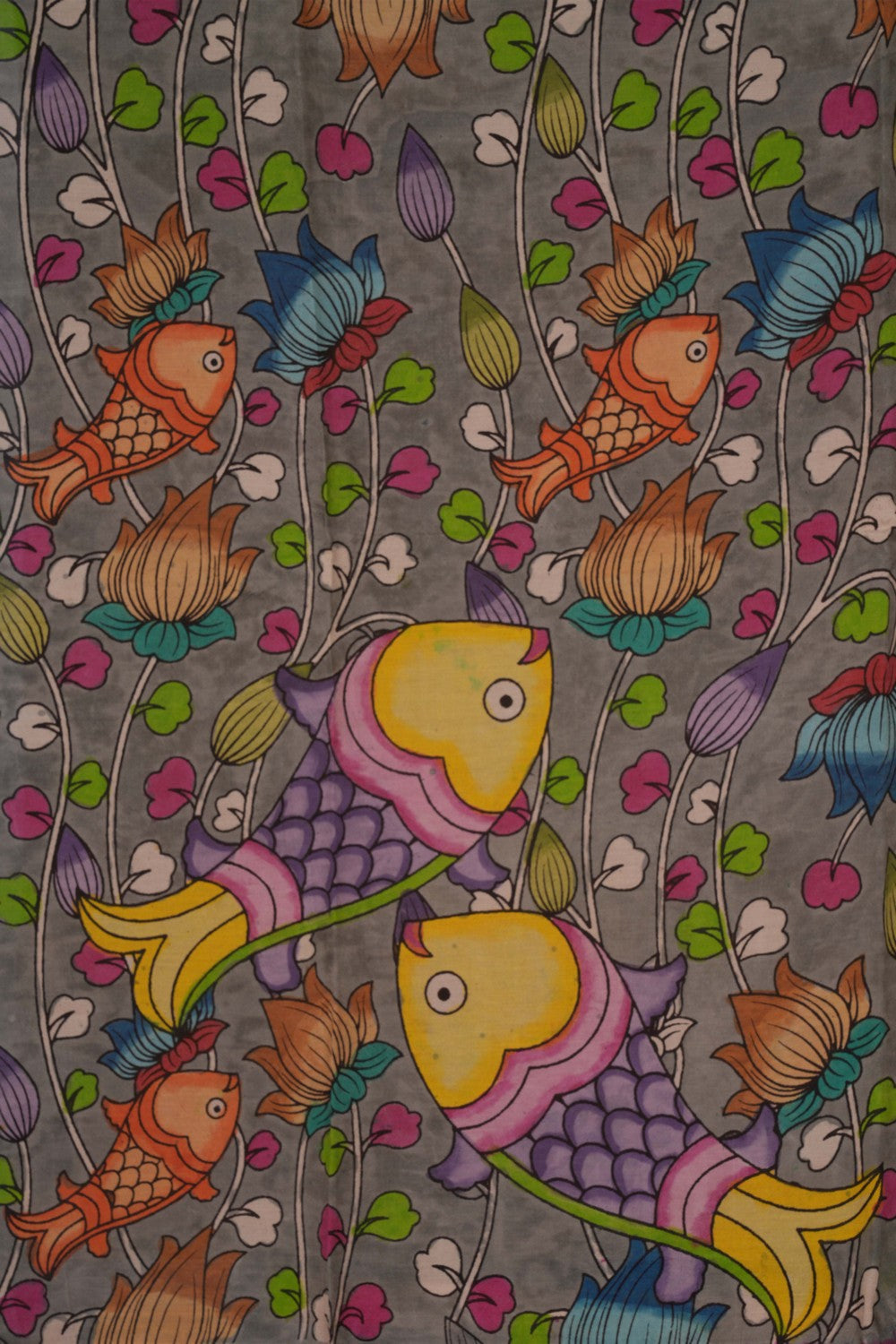 Image of Kalamkari Fish Printed Saree