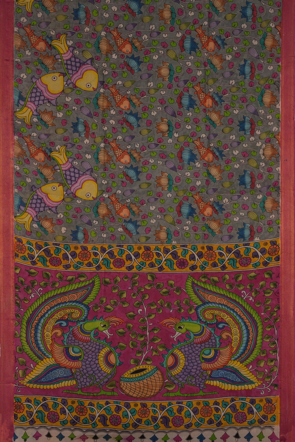 Image of Kalamkari Fish Printed Saree