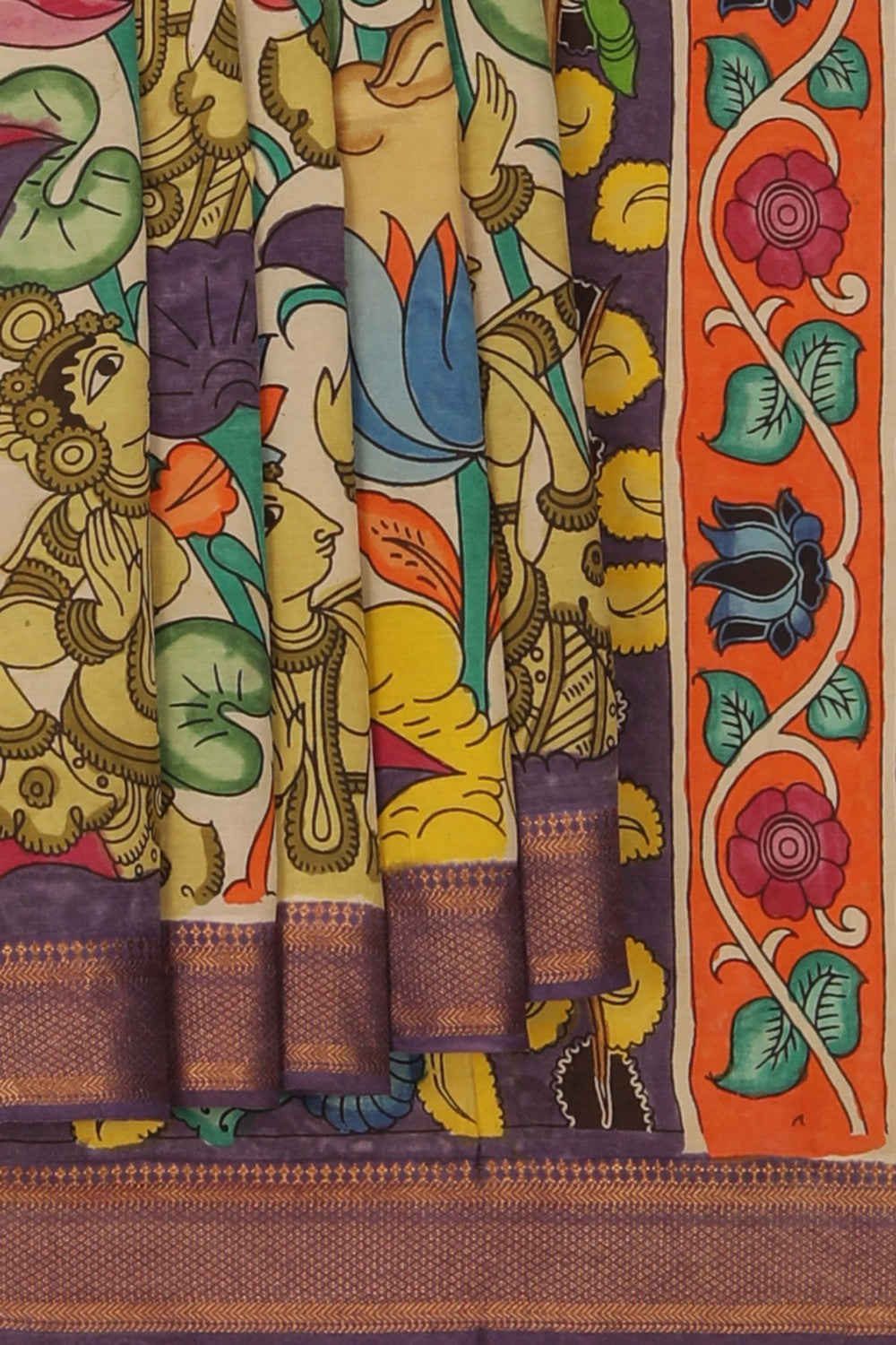 Image of Kalamkari Multi-Colour Saree