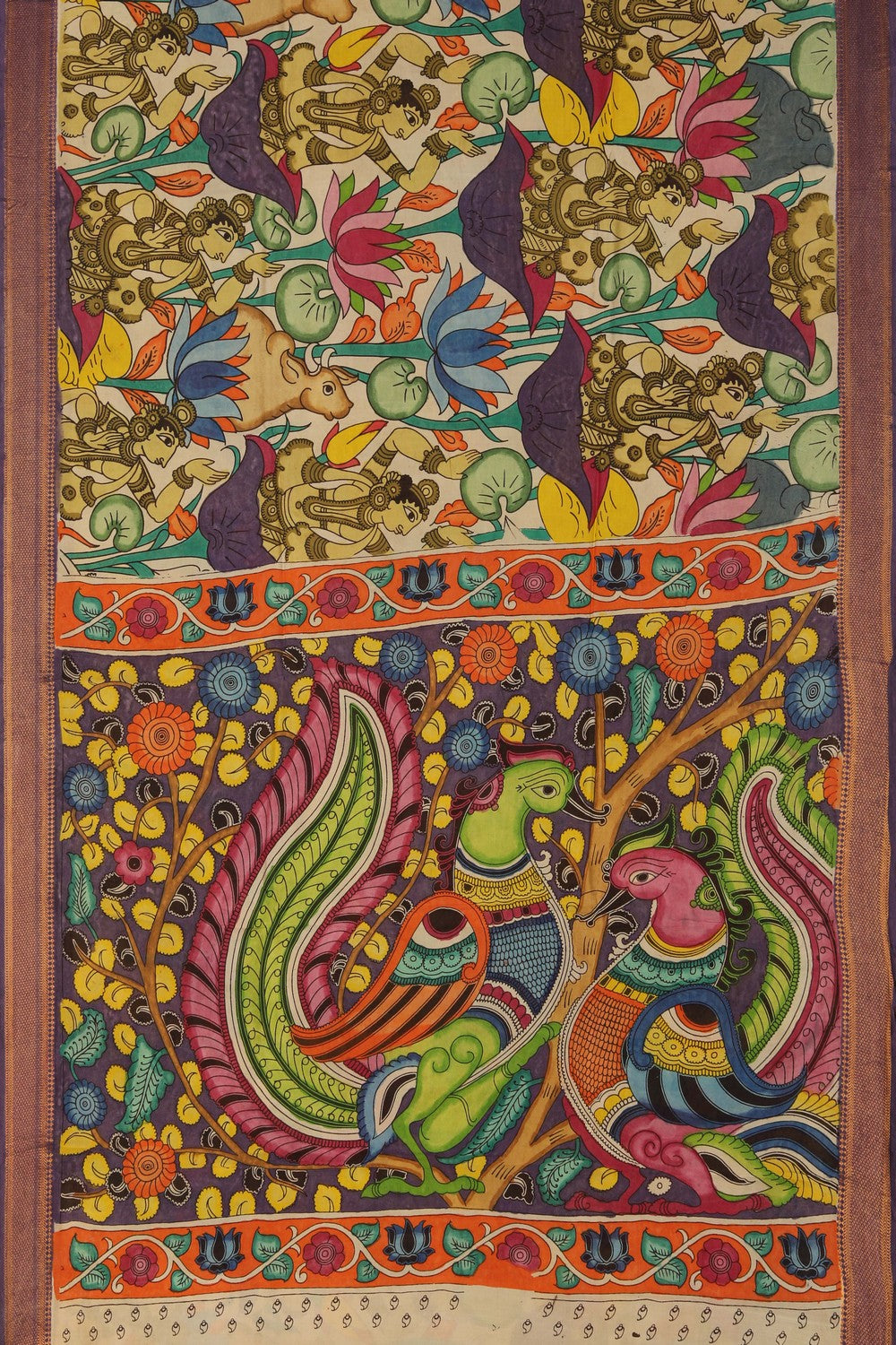 Image of Kalamkari Multi-Colour Saree