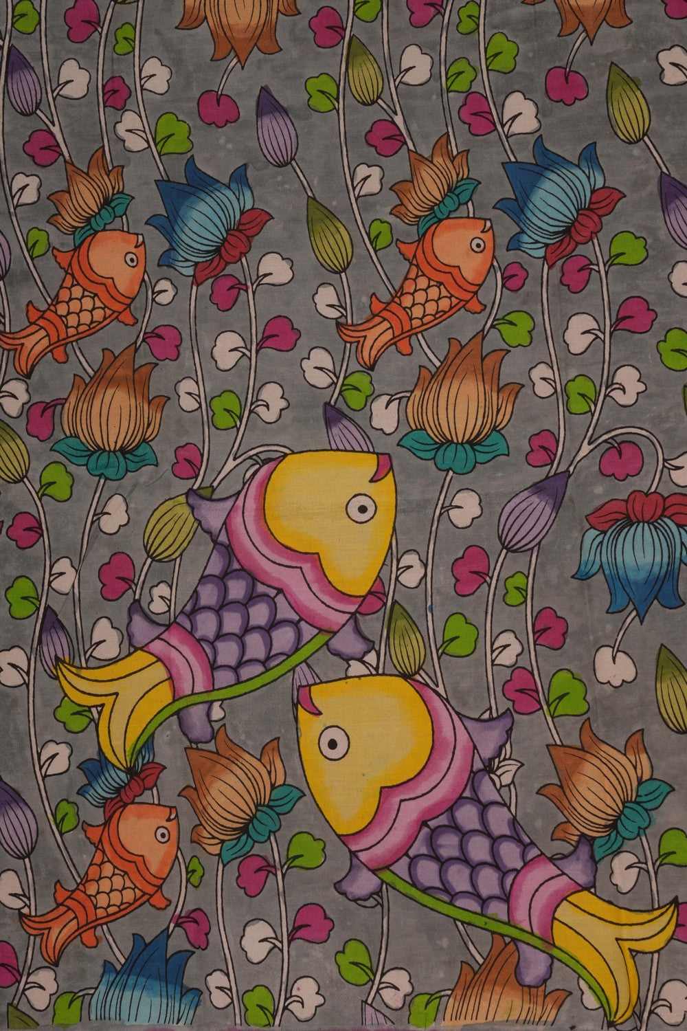 Image of Kalamkari Fish Printed Saree