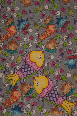 Image of Kalamkari Fish Printed Saree