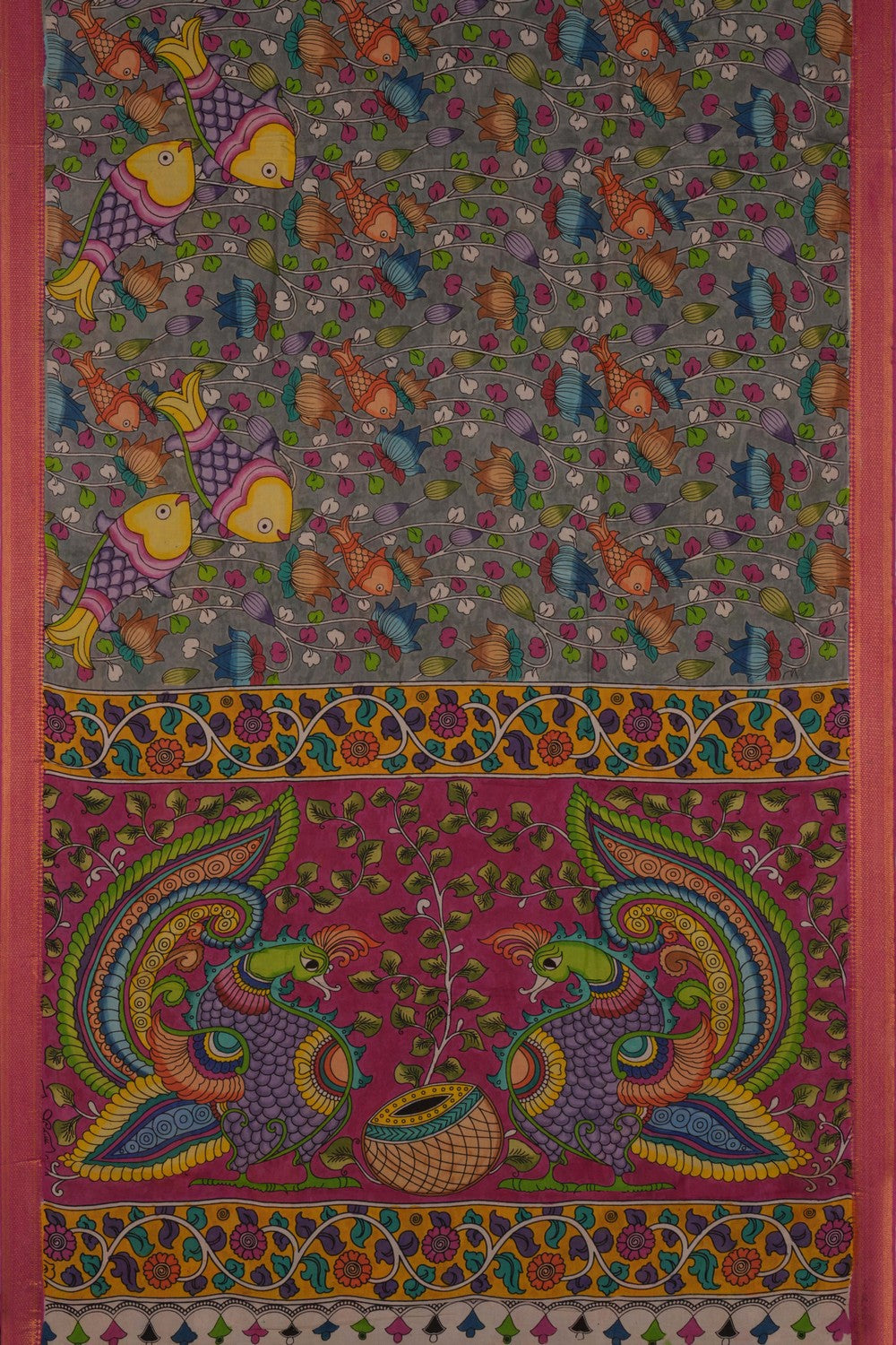 Image of Kalamkari Fish Printed Saree