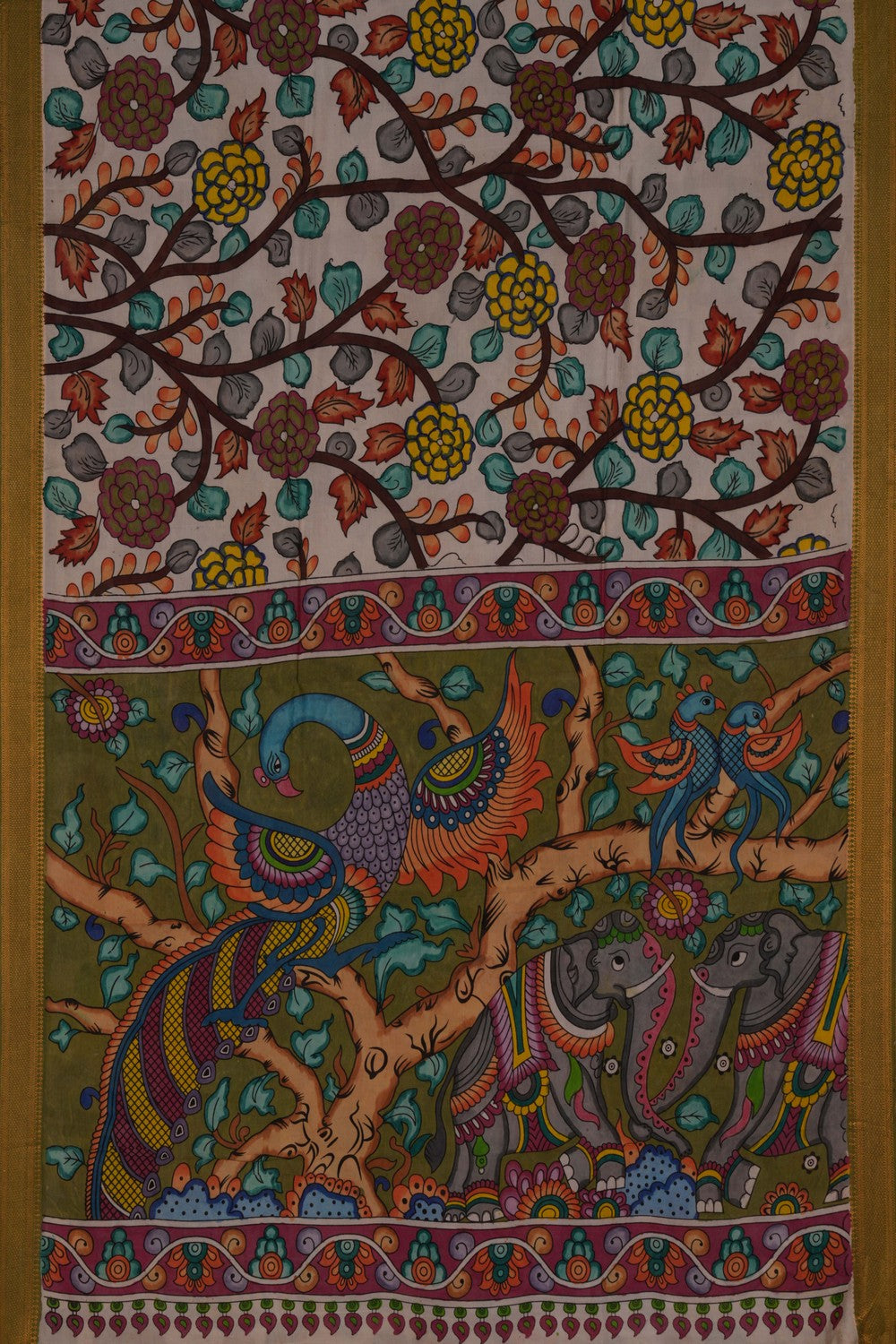 Image of Kalamkari Multi-Colour Saree