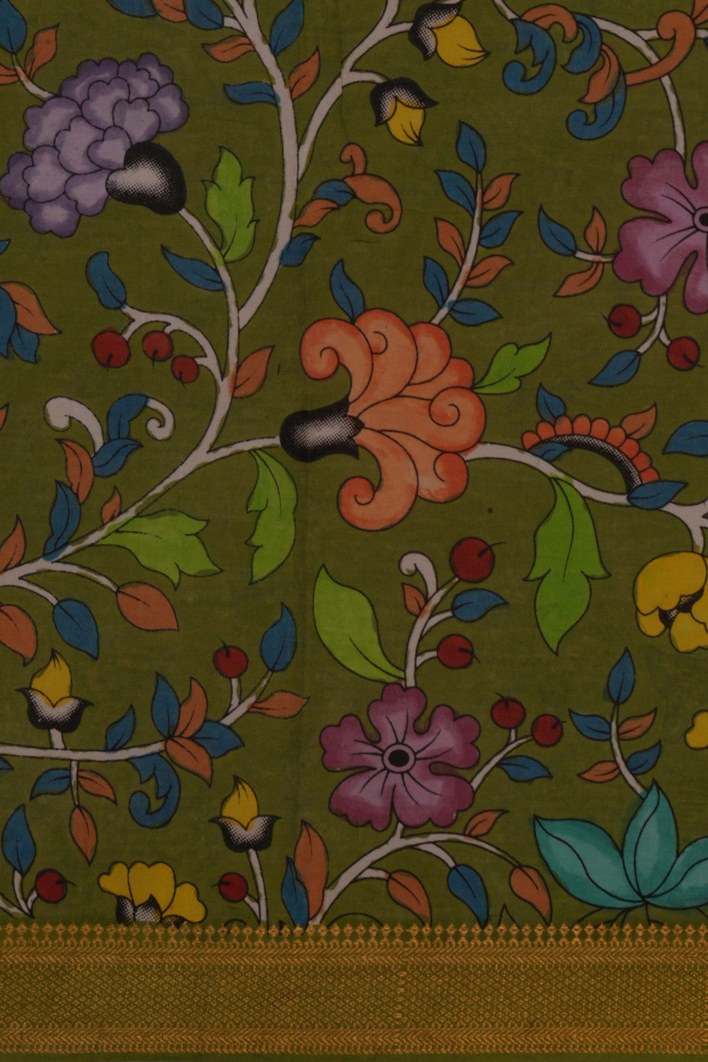 Image of Kalamkari Multi-Colour Saree