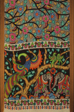 Image of Kalamkari Multi-Colour Saree