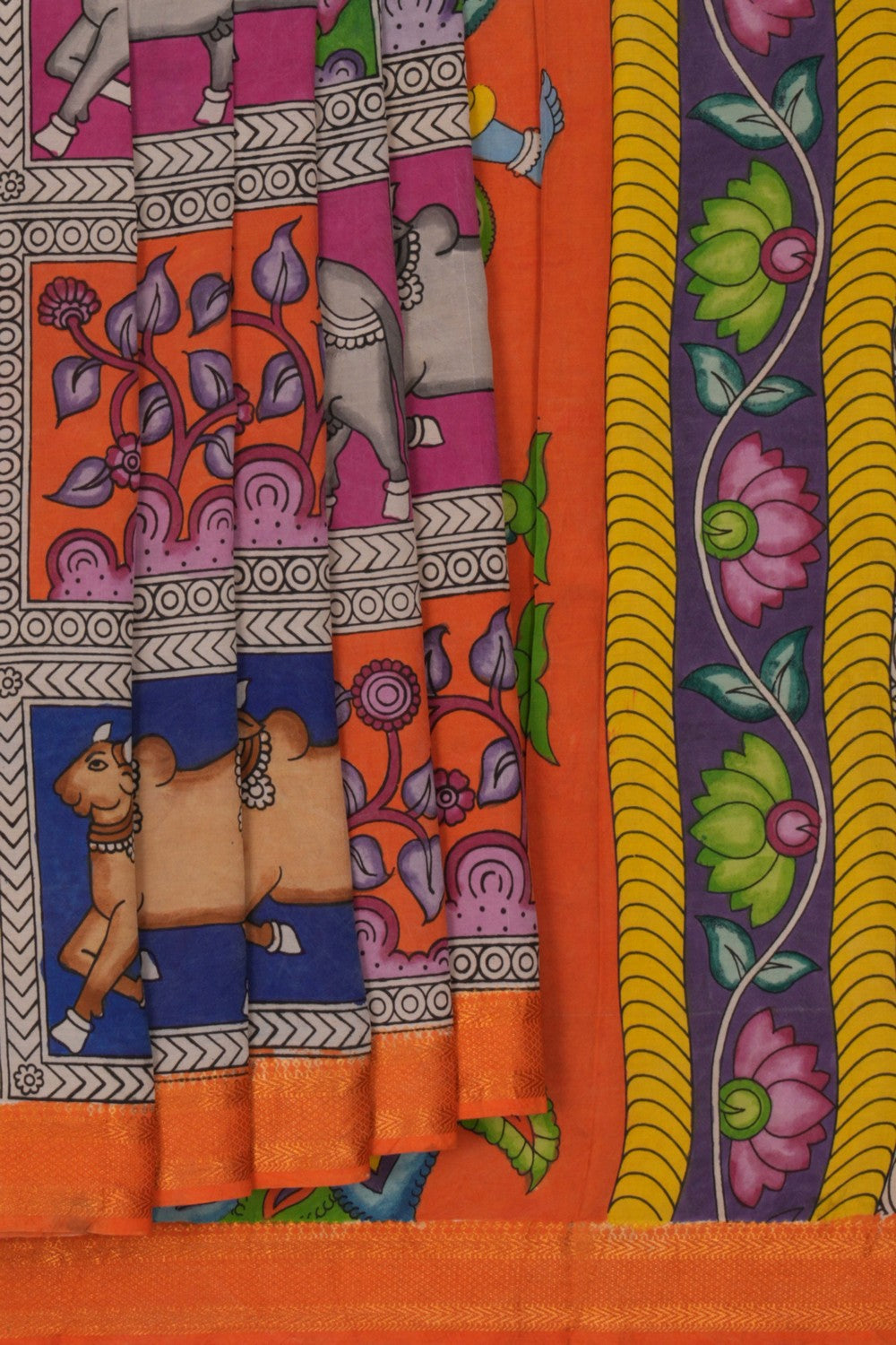 Image of Kalamkari Fish Printed Saree