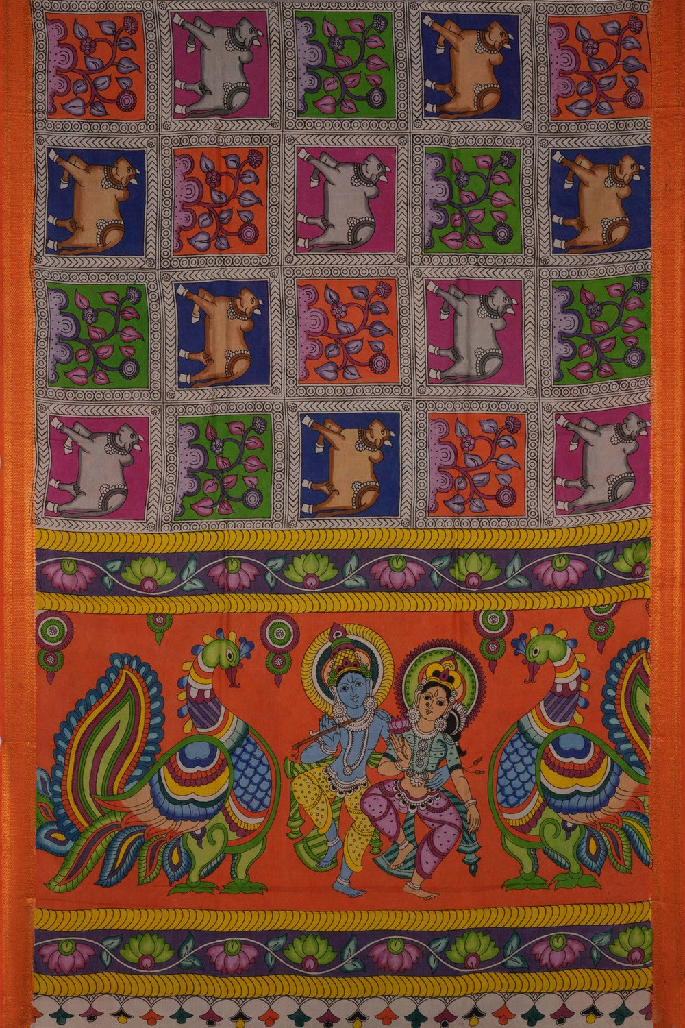 Kalamkari Fish Printed Saree