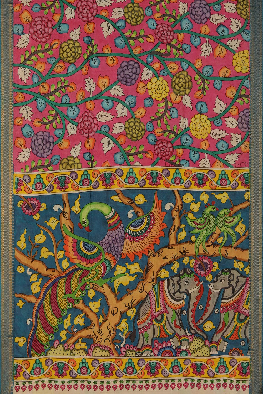 Kalamkari Pink Saree