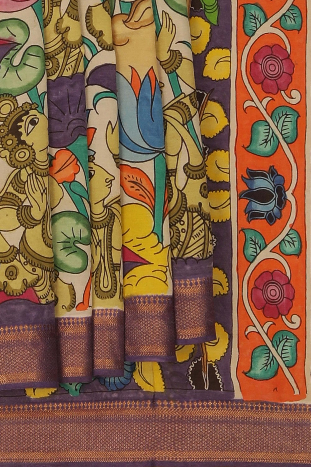 Image of Kalamkari Multi-Colour Saree