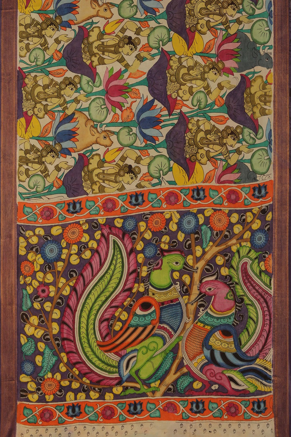 Image of Kalamkari Multi-Colour Saree