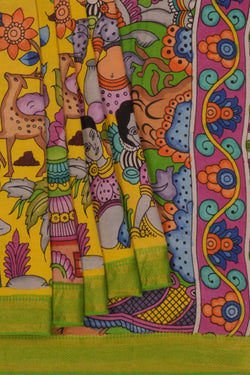 Image of Kalamkari Yellow Saree